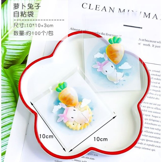 100Pcs 10x10cm Plastic Cartoon Animal Baking Packaging Biscuit Moon Cake Cookie Snack Food Self-Adhesive Candy(2090L) - Image 12
