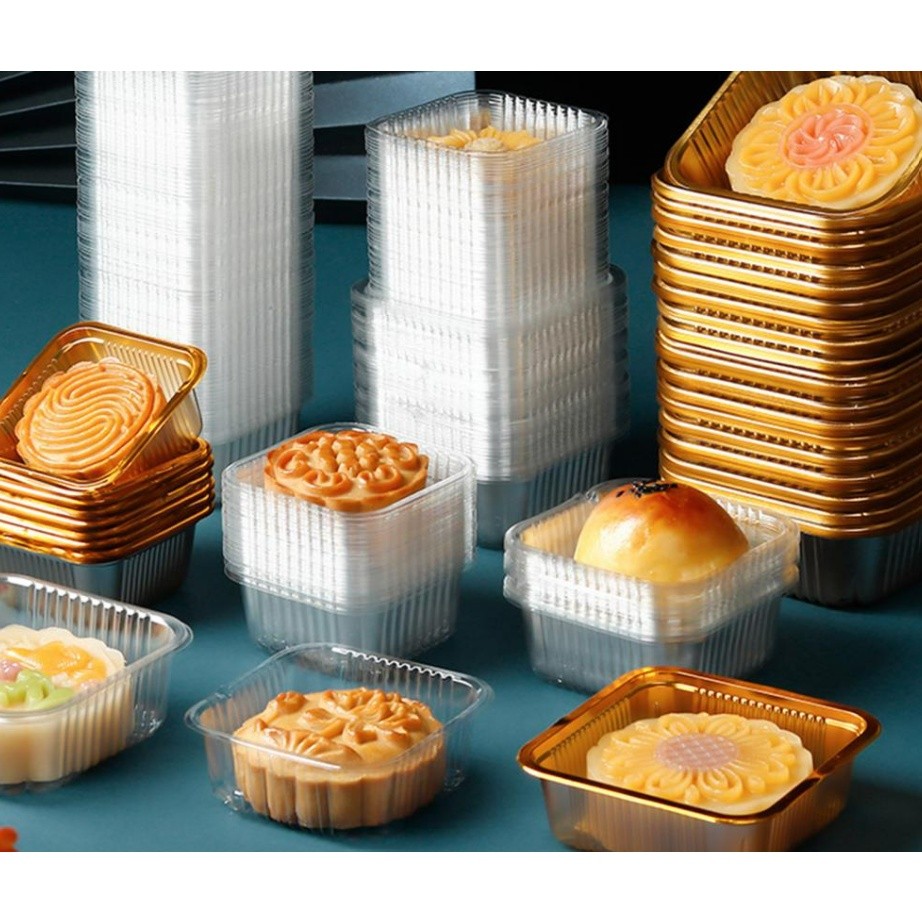 100pcs Square Moon Cake Trays Mooncake Packaging Box Pastry Decorative Accessories Gold Plastic Cake Box 月饼底托 (1273L) - Image 2