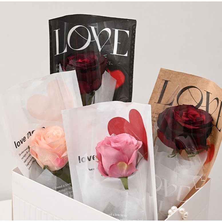 20pcs Lot Single Rose Flower Packaging Bag Gift Wrapping Paper Wedding Floral Package Valentine's Day Decor(2246L) - Image 5