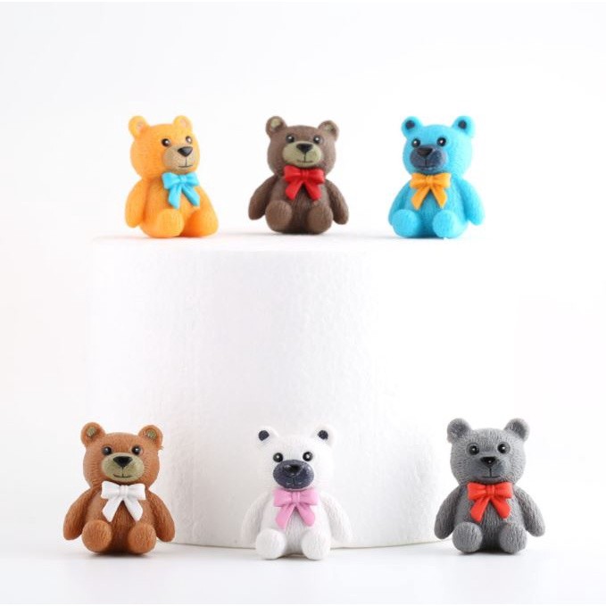 Kawaii Mini Cute Knitting teddy bear cabochon Garden Figurines Miniature Cake Resin Crafts Doll house toy (1057L) - Image 2