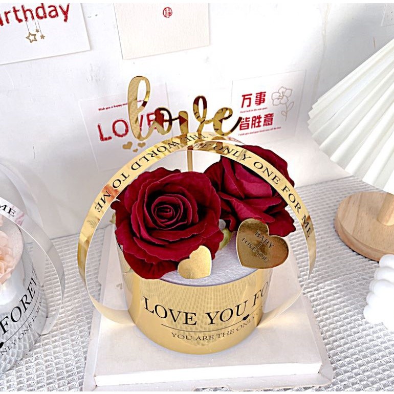 Bronzing Silver Universe Love You Cake Surrounding Cake Insert High-end bright gold bright silver Valentine's Day (2088) - Image 5