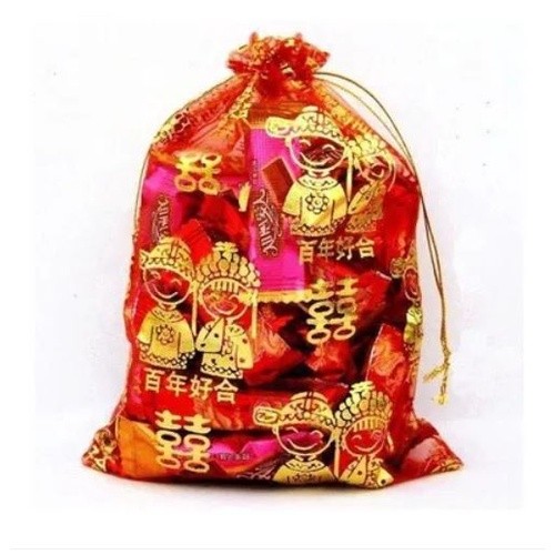 10pcs/lot 10x14cm Wedding Gift Bag Organza Wedding Bag Gold Color Prints Wedding Party Candy Bags (2133L) - Image 4