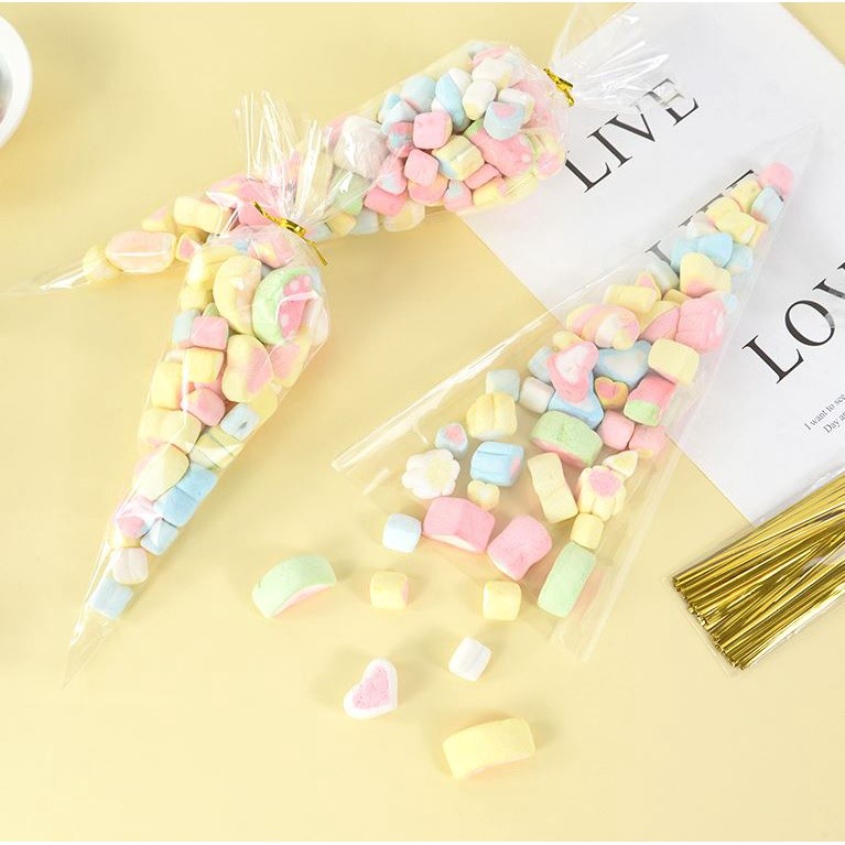 50/100pcs Clear Cellophane Candy Bag Transparent Cone Packaging Bags Wedding Birthday Party Favors Wrap Supplies(2172L) - Image 6