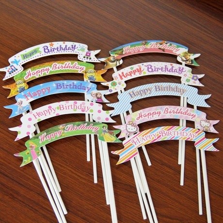 Creative Birthday Flags Cupcake Toppers Pick Boy Birthday Party Decorations 生日快乐插旗(203L) - Image 8