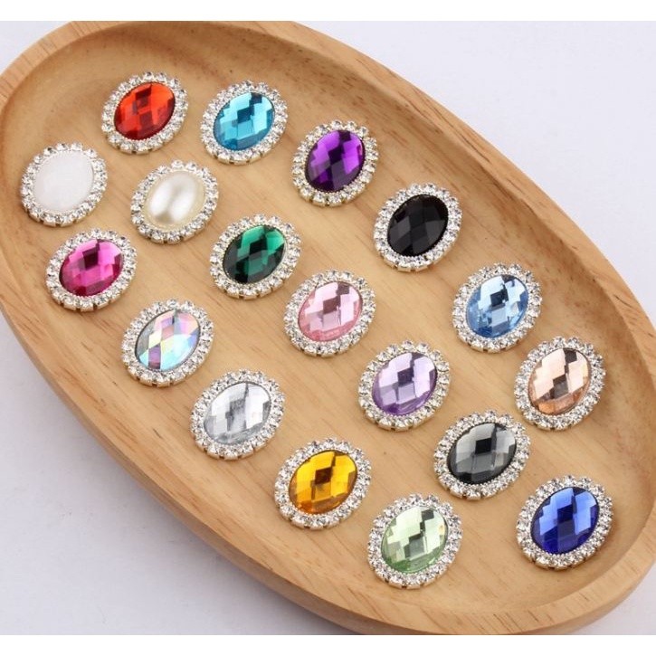 Vintage oval pearl-encrusted rhinestones Glass drill disk drill buckles Manual DIY hair accessories(339L)