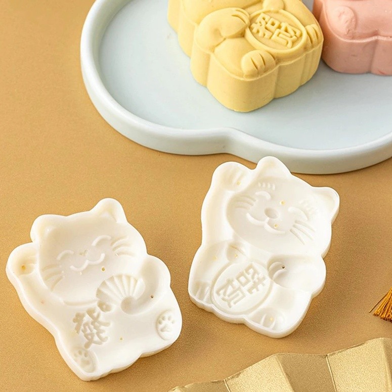 75g Lovely Cat Cake Plungers Mid-Autumn Festival Mooncake Mold Kitchen Gadgets Mooncake Pastry Tool,Pastry招财猫月饼模具(2203L)