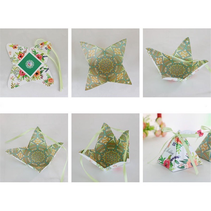 10pcs/lot Pyramid Flower Candy Box Wedding Gift Box (169L) - Image 5