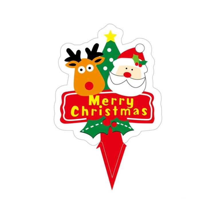 20pcs/pack Christmas Cake Topper Santa Gingerbread House Train Tree Elk Insert Card Xmas New Year Eve Party (1591L) - Image 7