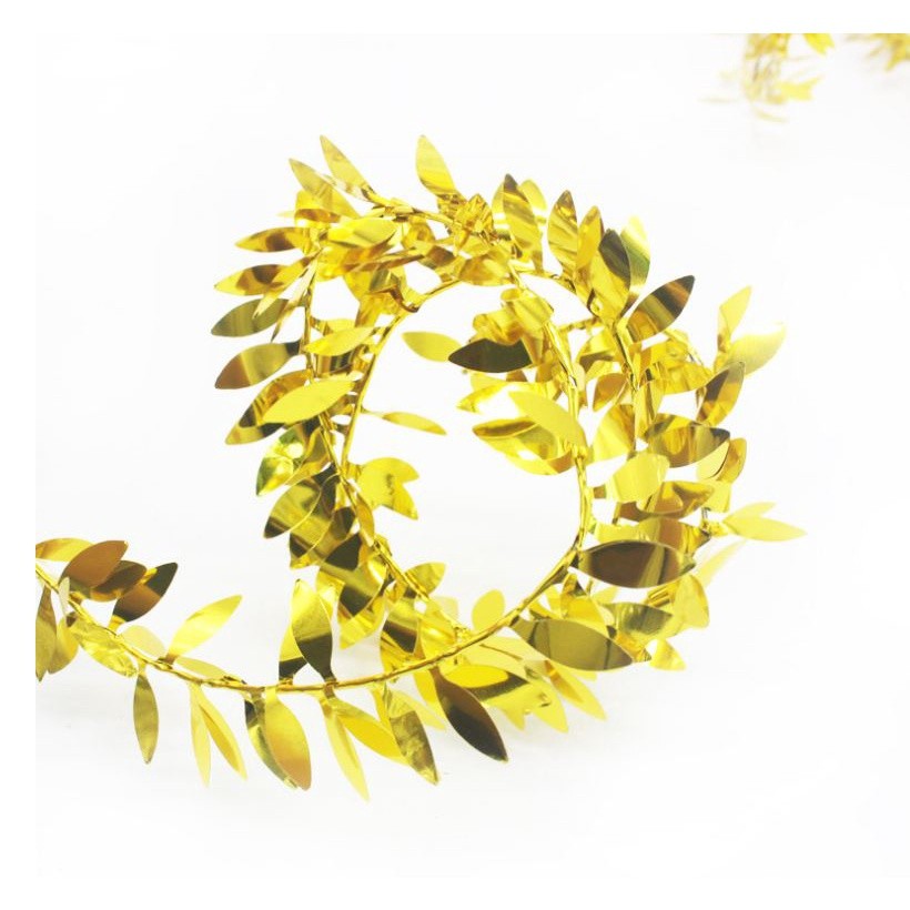 3.5M Christmas Decorations for Home Artificial Flower Plastic Garland Vine Gold Silver Leaf Reflective Party(854L) - Image 4
