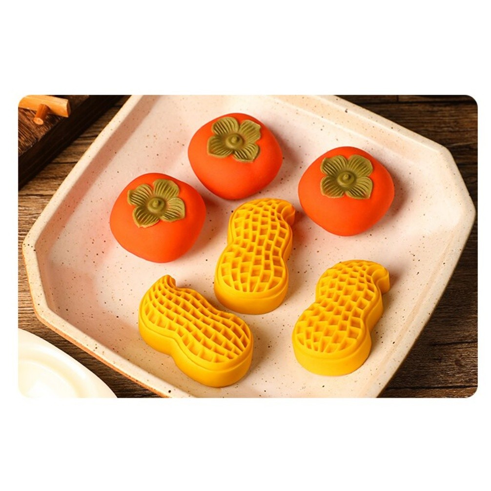 Plastic Mooncake Molds 30g-50g Cookie Cutter Peanut Persimmon Stamp Hand Press Chocolate Moon Cake Mould 柿子花生(2201L) - Image 2