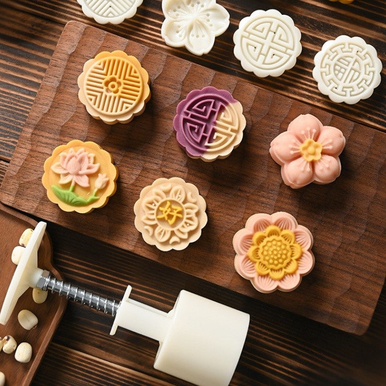 1Set 125g Mid-Autumn Mooncake Mold Making Model Handmade Pastry Hand Press Household Baking Supplies 中秋月饼模具(2234L) - Image 2