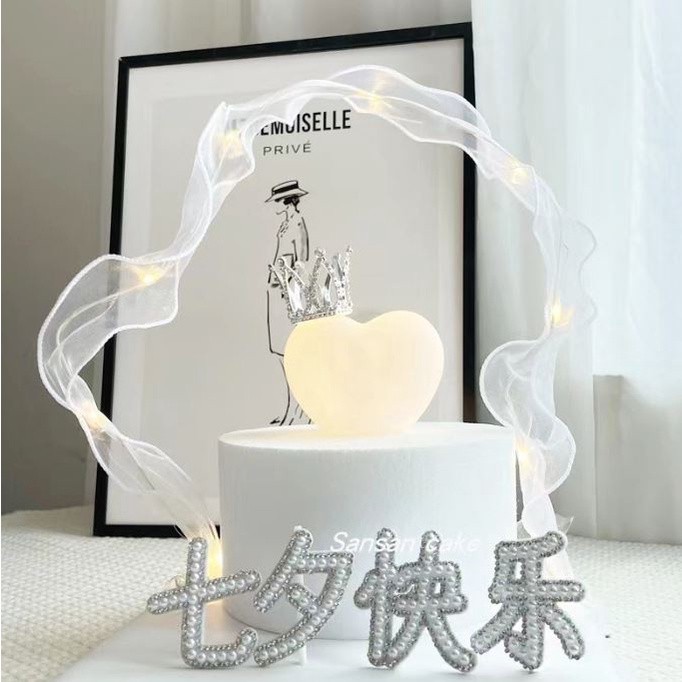 Romantic Love Heart shape Decor Night Light Prop Cake Plugin Baking Ornaments LED Night Light Ornament Cake Decor(2119L) - Image 2