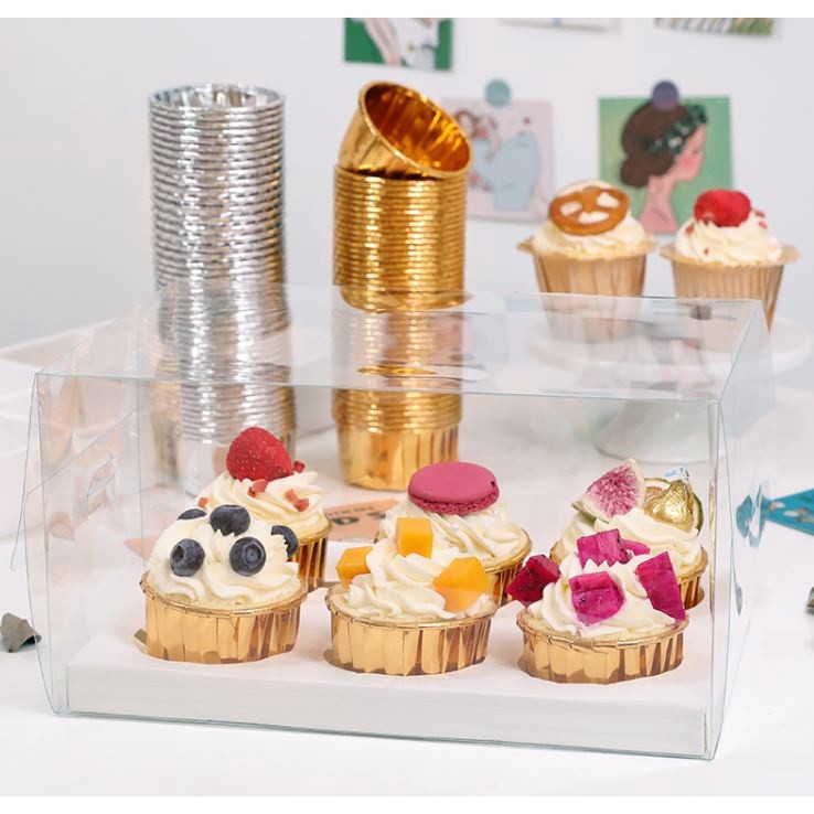 Cupcake Packaging Box Transparent 2 or 4 Grains Heightened Muffin Cup Portable Packaging Box Children's Day(1433L) - Image 2