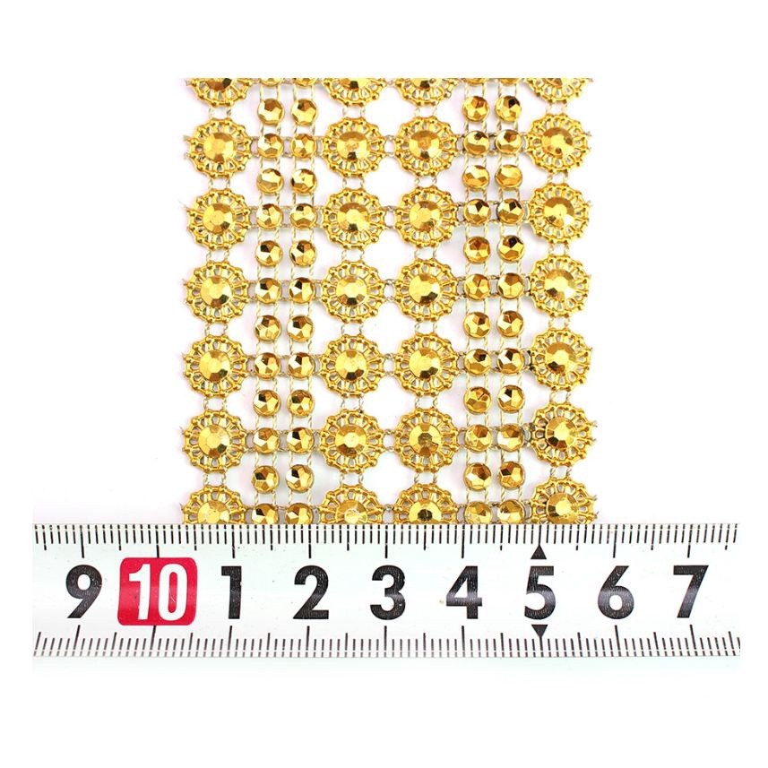 1yard Bling Sun Flower Acrylic Mesh Roll Ribbon Chain Wrap Crystal Craft Ribbons Tape Tulle Event Party Wedding(849L) - Image 4