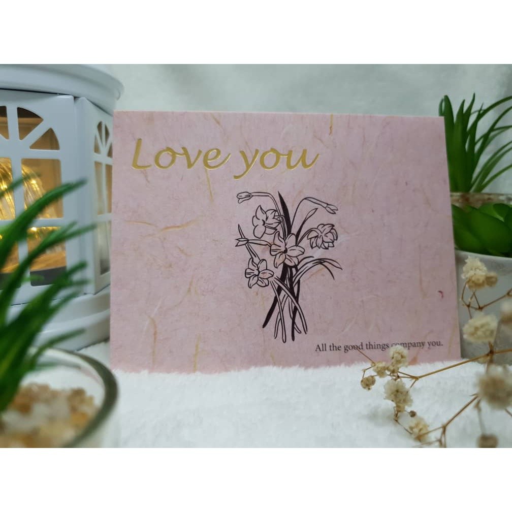 1pc Creative Greeting Cards Love You Thank You Cards Message Cards Gift Box Decoration Cards Gold Stamped Flower(1605L) - Image 10