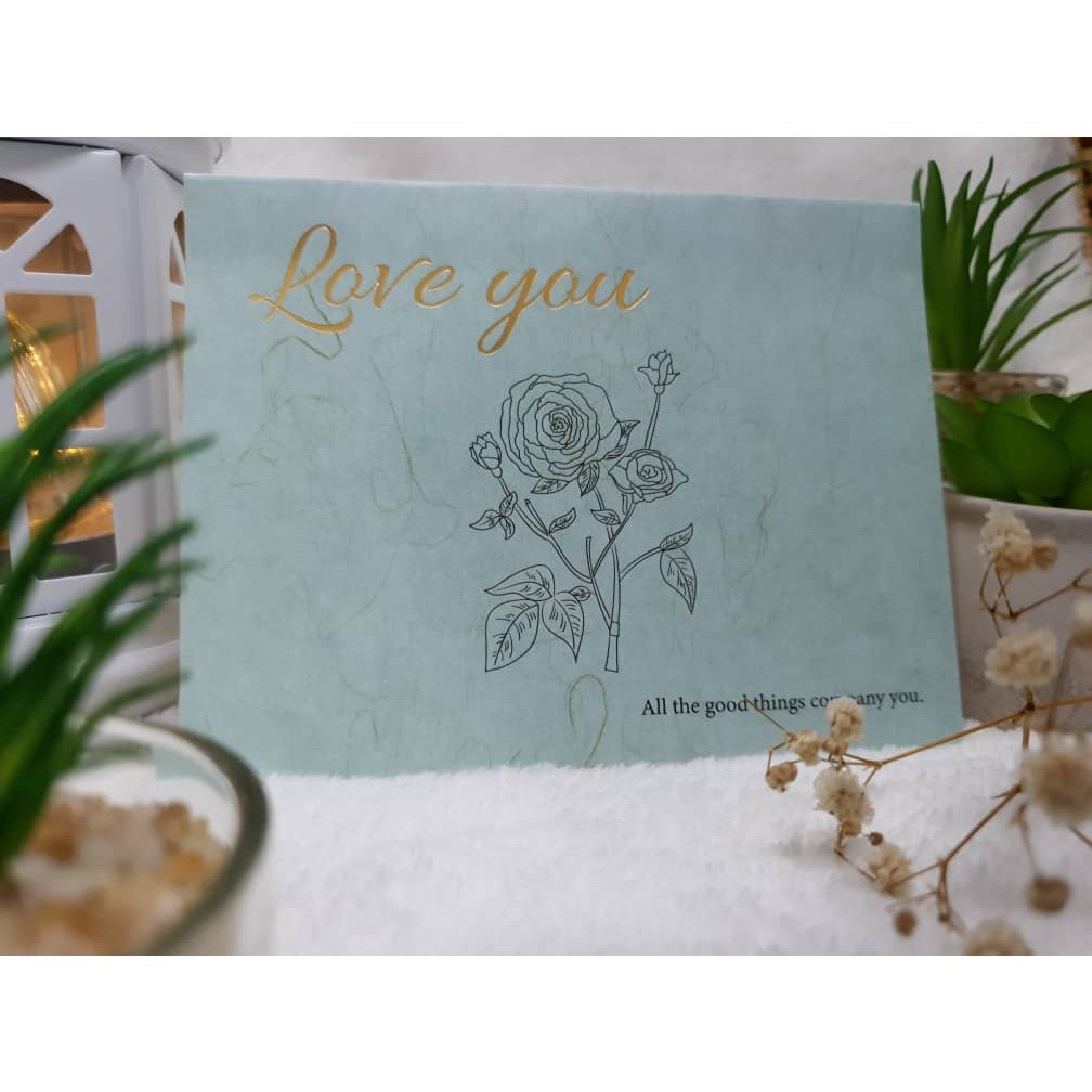 1pc Creative Greeting Cards Love You Thank You Cards Message Cards Gift Box Decoration Cards Gold Stamped Flower(1605L) - Image 11