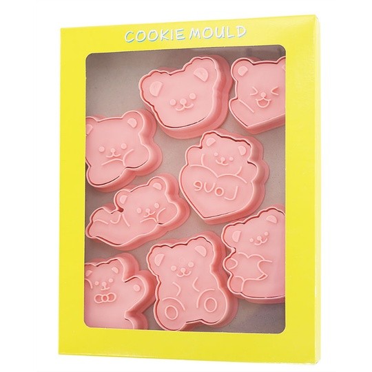 8Pcs/set Bear Shape Cookie Cutters Plastic 3D Cartoon Pressable Biscuit Mold Cookie Stamp Kitchen Baking 小熊饼干模具(2207L) - Image 8