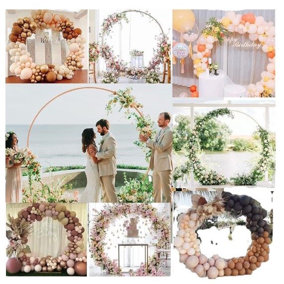 Round Backdrop Stand Metal Circle Balloon Arch Frame Kit Circle Arch Stand for Valentine's Day Wedding (2095L)