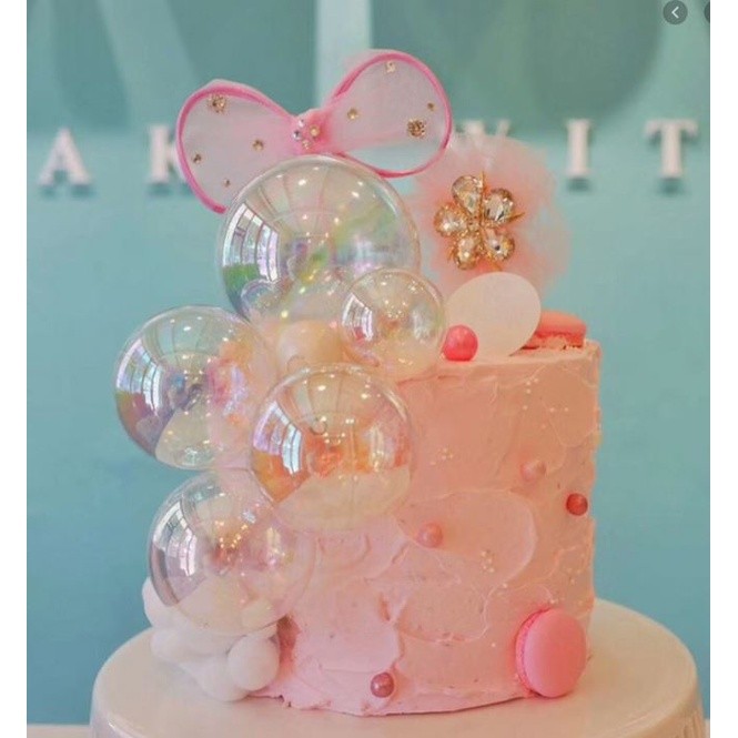 3pcs/set Bubble Ball Cake Decor Bowknot Transparent Ball Symphony Baking Dress Up Supply(1341L) - Image 2