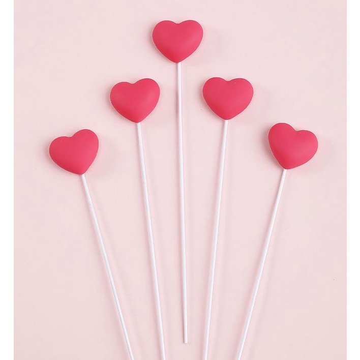 5pcs/pack Happy Birthday Love Flag Cake Topper Pink Heart Cake Top Flag Decoration for Birthday Party Wedding (2120L) - Image 2