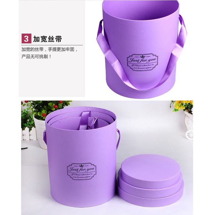 New Round Flower Paper Boxes Lid Hug Florist Flower Bucket Gift Packaging Box Gift Candy Bar Party Wedding(1245L) - Image 3