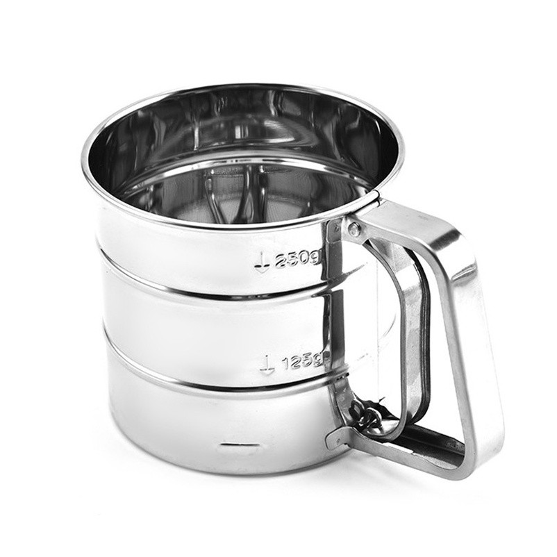 Stainless Steel Flour Sieve Cup Powder Sieve Mesh Kitchen Gadget For Cakes Hand-Screened Sugar Mesh Sieve手摇式面粉筛(2190L) - Image 5