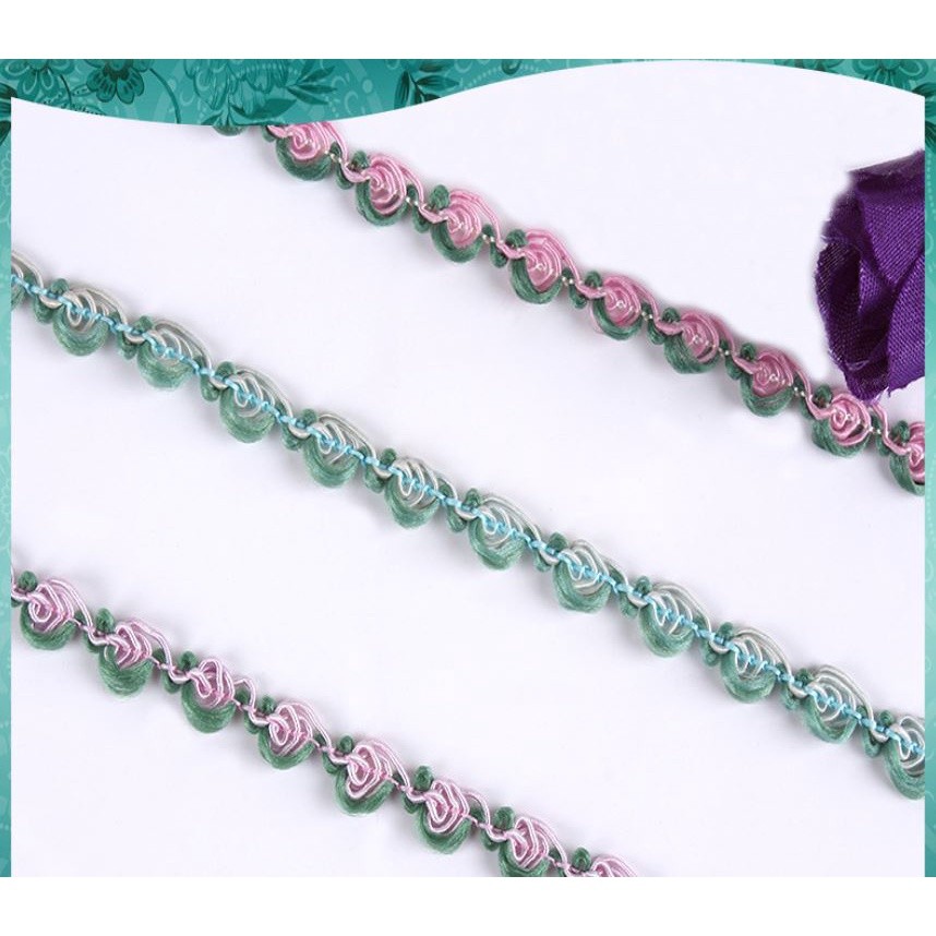 1yard 8mm Latest Lace Fabric Applique Lace Ribbon Trim 1cm Guipure Laces Ribbons Collar Trims Sewing 彩色小弯花边(2085L) - Image 4