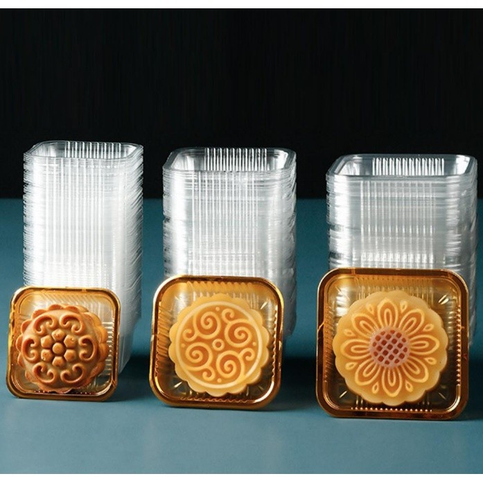 100pcs Square Moon Cake Trays Mooncake Packaging Box Pastry Decorative Accessories Gold Plastic Cake Box 月饼底托 (1273L) - Image 4