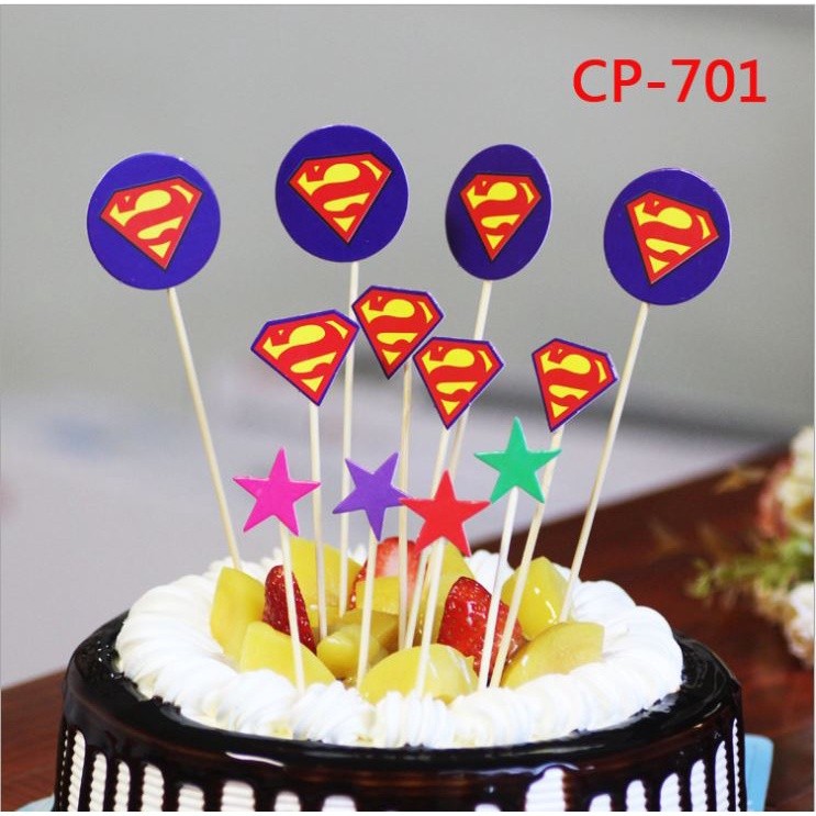 1set/pack Superhero Unicorn Happy Birthday Party Avengers Hello Kitty Cake Topper Kids Favors Decorate With Stick(1136L) - Image 19