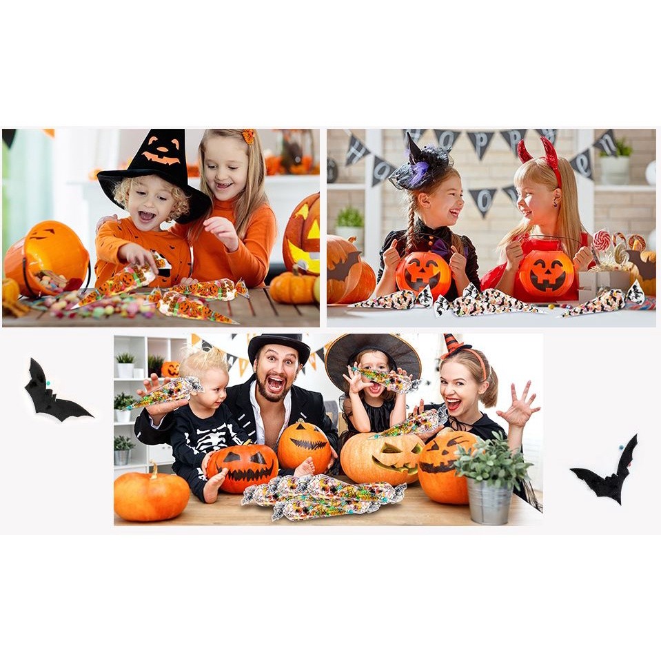 100pcs Counts Pumkin Cone Bag Halloween Pumpkin Patterned Cone Cellophane Bags Treat Candy Bags(841L) - Image 2