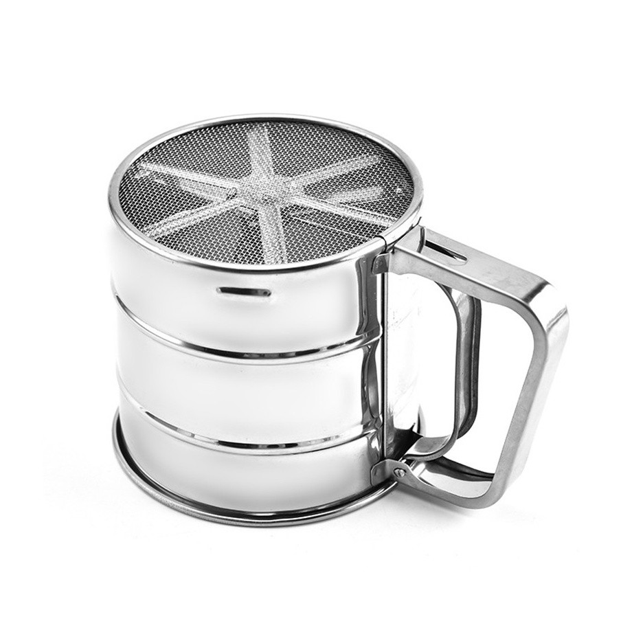 Stainless Steel Flour Sieve Cup Powder Sieve Mesh Kitchen Gadget For Cakes Hand-Screened Sugar Mesh Sieve手摇式面粉筛(2190L) - Image 7