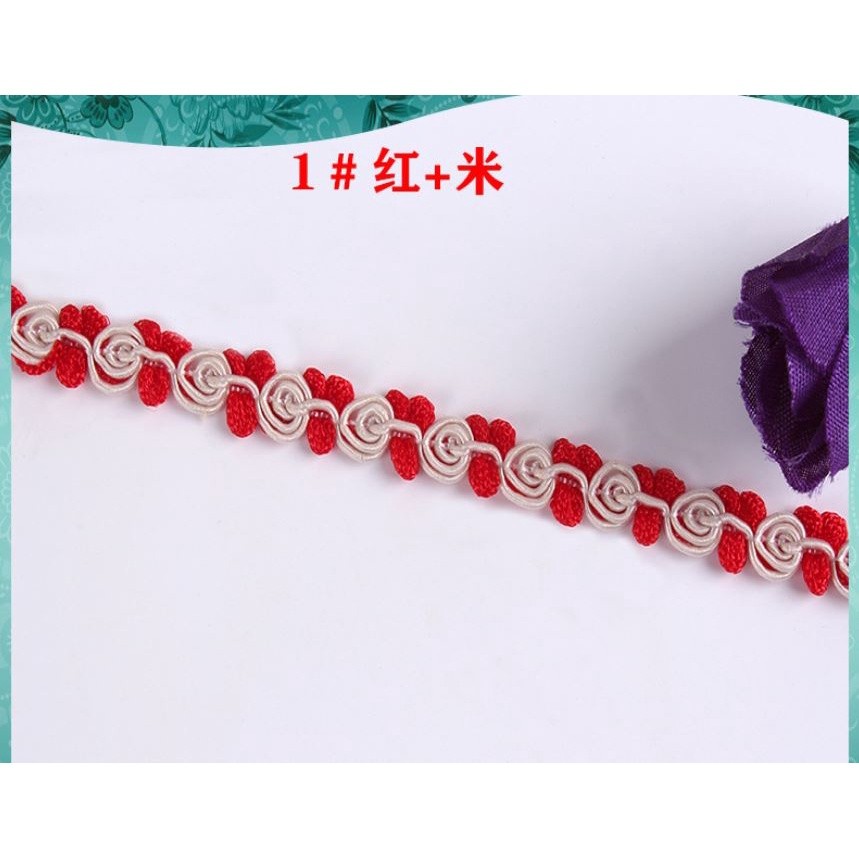 1yard 8mm Latest Lace Fabric Applique Lace Ribbon Trim 1cm Guipure Laces Ribbons Collar Trims Sewing 彩色小弯花边(2085L)
