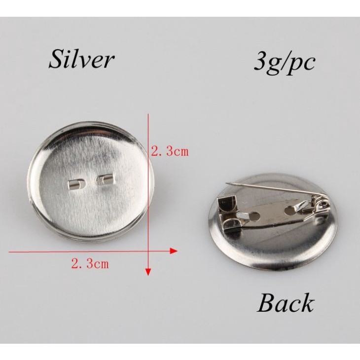 10pcs Metal Brooch Clasps Pin Disk Pad Bezel 2cm~3cm Blanks Cabochon Base Trays with Pin Clip 形金属胸针(340L)
