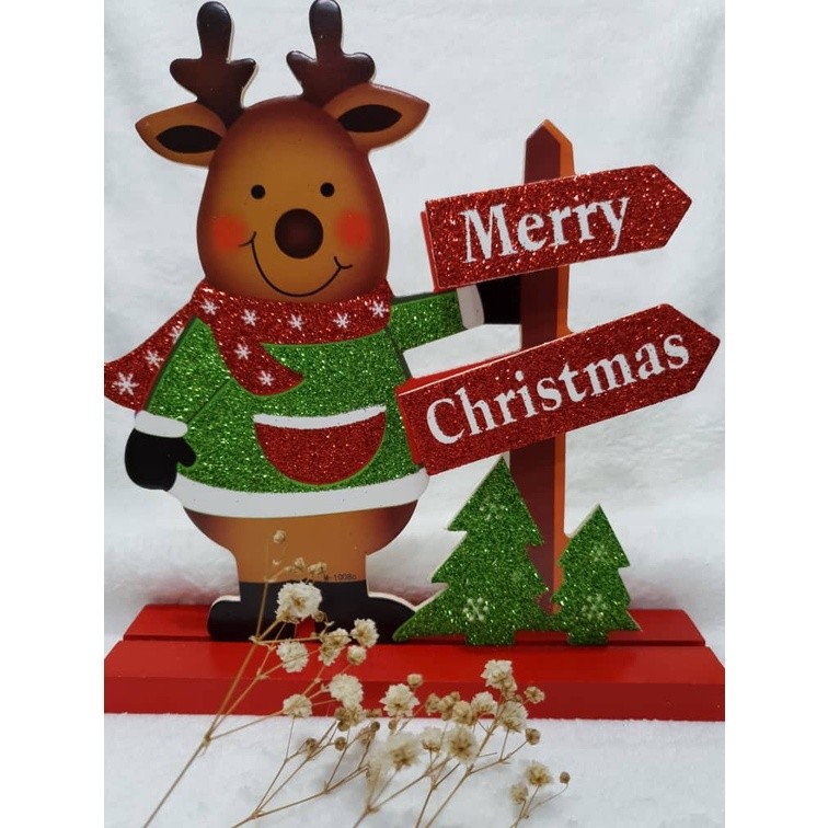 Christmas Wooden Pendants Xmas Tree Hanging Ornaments DIY Wood Crafts Kids Gift Christmas Decorations for Home(1612L) - Image 3