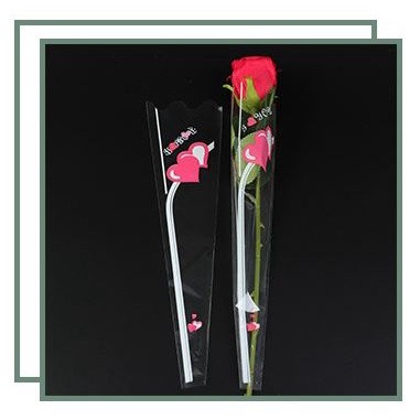 100pcs LOVE Plastic Opp Bag Floral Packaging Materials Accessory Transparency Bag Rose Single Flower Bag(566L) - Image 9
