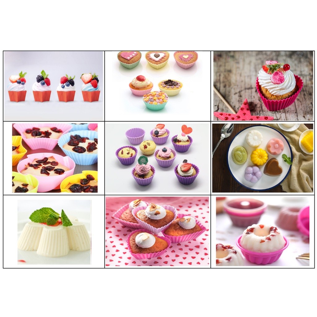 Many Kinds Silicone Cupcake Mold Cake Muffin Baking Bakeware Nonstick Silicone Hear Flower 硅胶蛋糕模具(2177L)