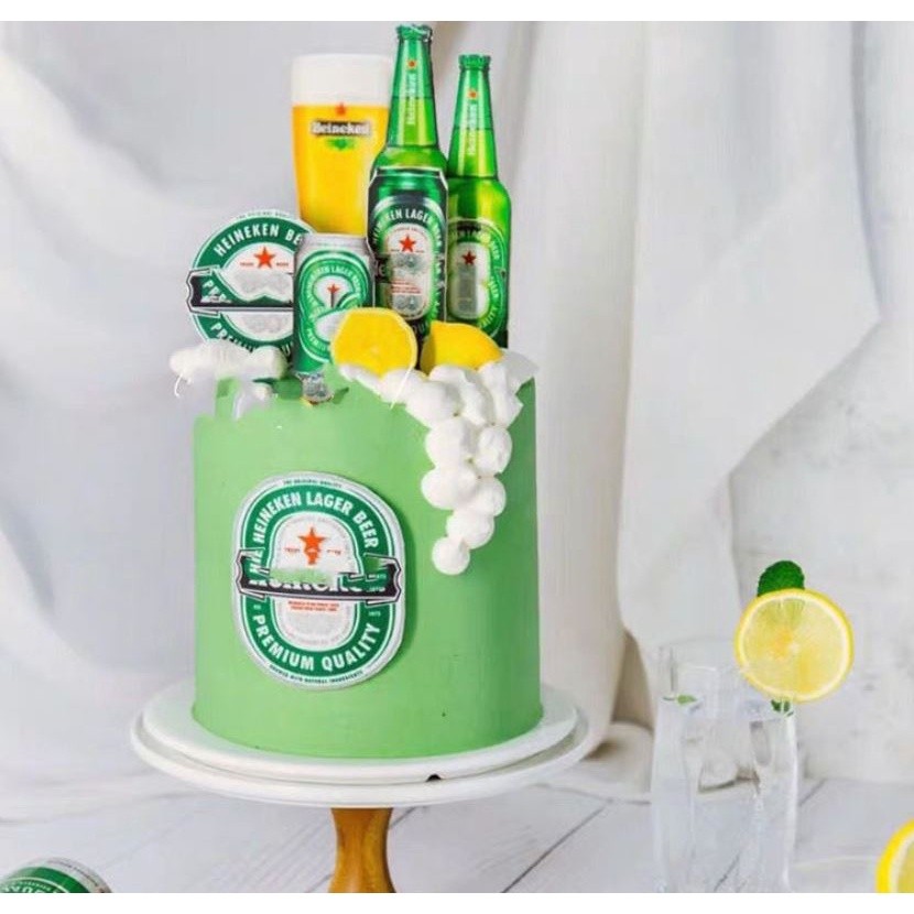 6pcs/set Beer Cake Topper Flags Green Cupcake Toppers Kids Girl Boy Happy Birthday Wedding Decoration Party Baking(1596L - Image 3