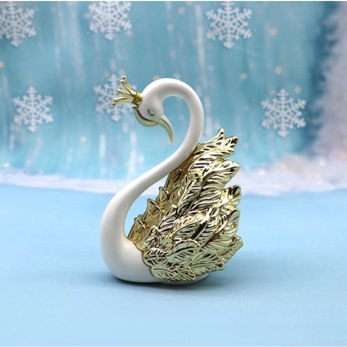 Swan And Crown Swan Cake Topper Plastic Sculpture Swan Decoration Cake Topper Figurine Decoration Desktop Car (937L) - Image 7