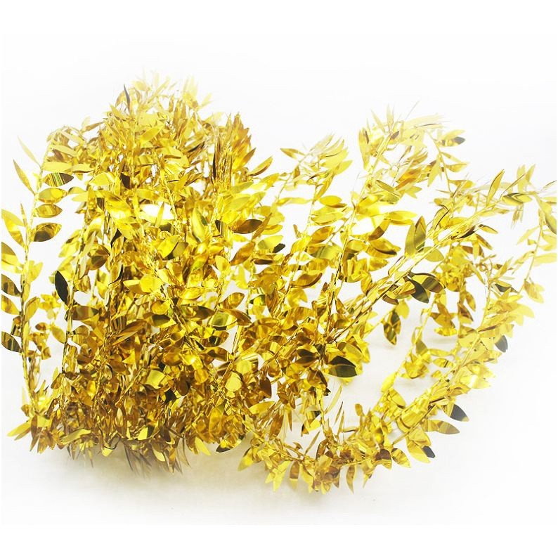 3.5M Christmas Decorations for Home Artificial Flower Plastic Garland Vine Gold Silver Leaf Reflective Party(854L) - Image 2
