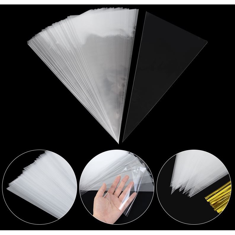 50/100pcs Clear Cellophane Candy Bag Transparent Cone Packaging Bags Wedding Birthday Party Favors Wrap Supplies(2172L) - Image 8