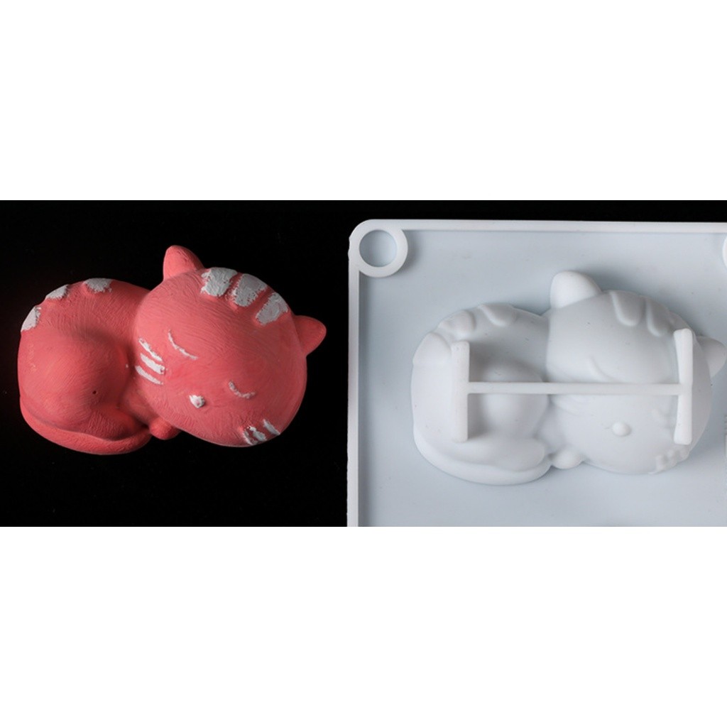 3D Cute Cat Shape Resin Silicone Mold Animals Cupcake Topper Chocolate Fondant Cake Decorating Tools 2连猫咪模具(2275L) - Image 7