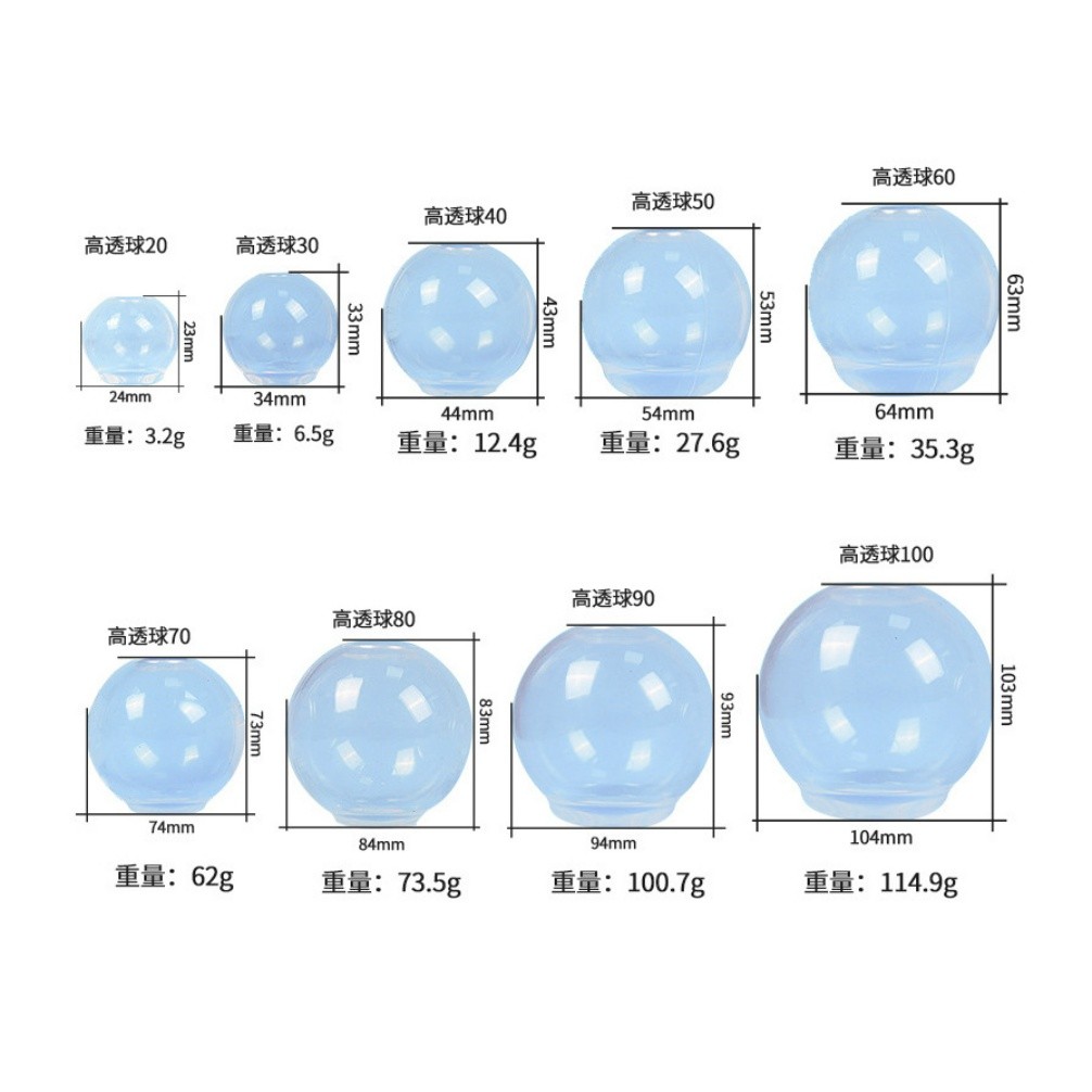 20-100mm Ball Shape Silicone Mold 3D Planet Ball Epoxy Resin Mould for DIY Epoxy Resin Pendants Crafts 高透球体(2280L) - Image 3