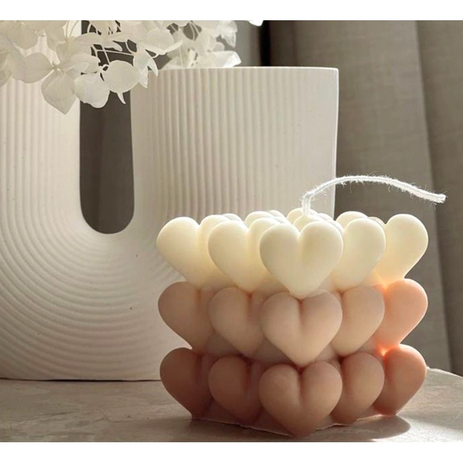 DIY Love Bubble Ball Silicone Candle Mold Heart-shaped Aroma Soap Cake Ice Tray Mold Valentine's Day 爱心魔方香薰蜡烛硅胶模具(2283L) - Image 3