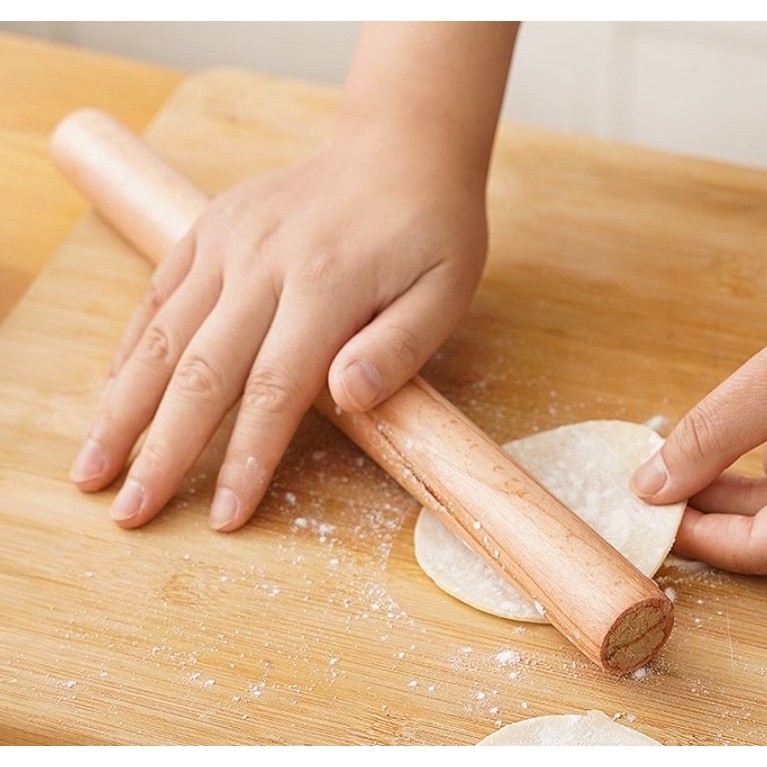 24/29/40cm Natural Beech Rolling Pin Solid Wood Size Noodle Stick Household Dumpling Skin Rolling Pin (2287L) - Image 2