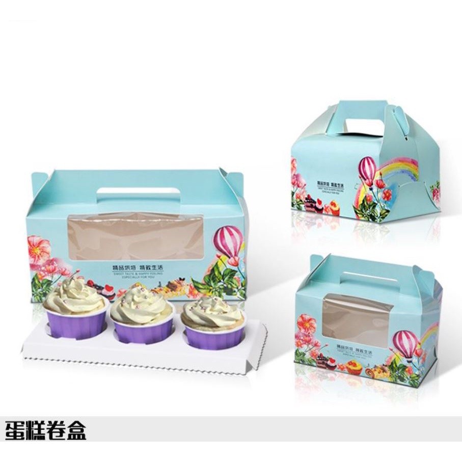 2/4/6/12grids cupcake muffin box folding portable cup cake box window glass paper mousse cake box(1008L) - Image 2
