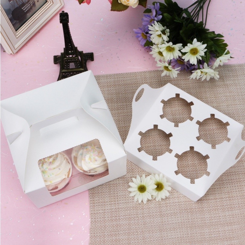 2/4/6/12grids cupcake muffin box folding portable cup cake box window glass paper mousse cake box(1008L) - Image 8