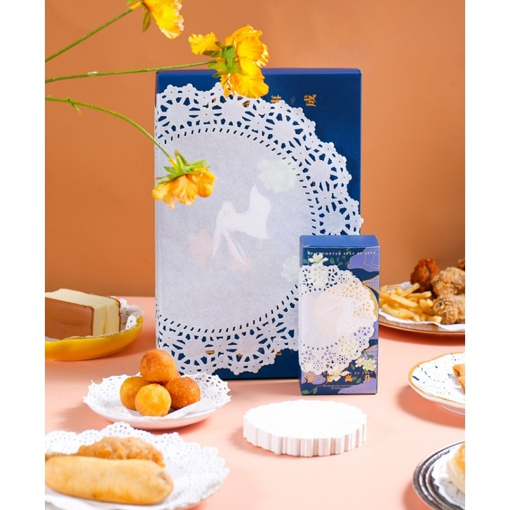1 Set Of Round/Ellipse Cake Flower Base Paper Baking Oil-Absorbent Paper Lace Paper Fried Dessert Paper(1272L)