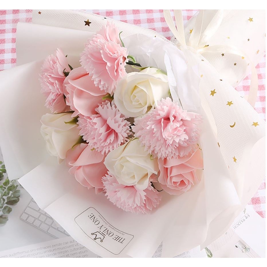 1pc Soap 6 layer Carnation Flowers Mother's Day Gift Artificial Flower Decoration Home Wedding Party Decor (1216L) - Image 6