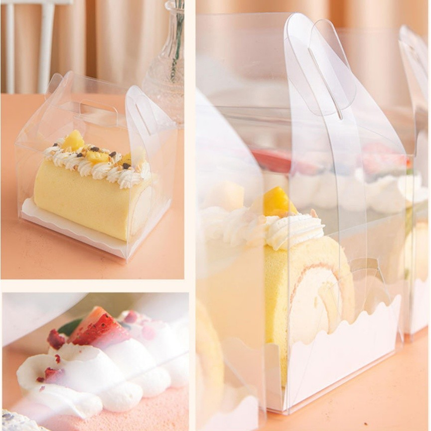 Handle Transparent Birthday Cake Boxes With Paper Tray Wedding Handmade Gift Supplies Baby Show Favor Box(1010L) - Image 2