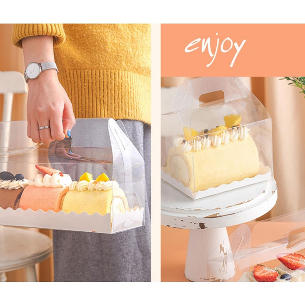 Handle Transparent Birthday Cake Boxes With Paper Tray Wedding Handmade Gift Supplies Baby Show Favor Box(1010L) - Image 4